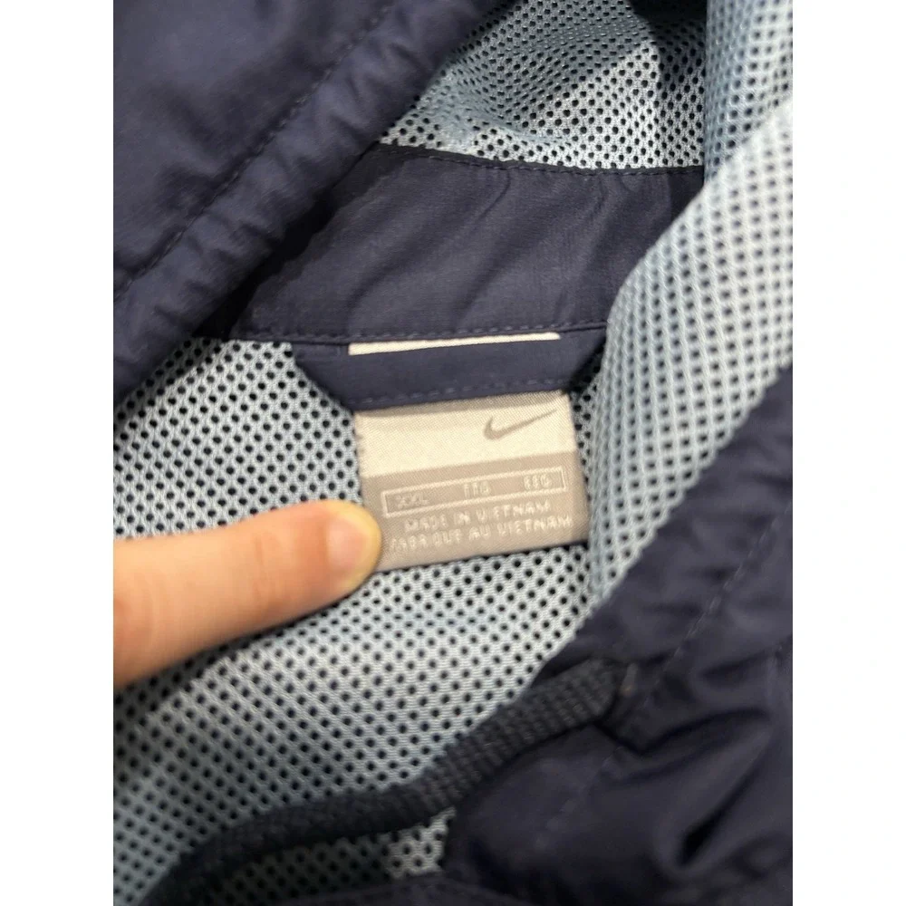 Vintage 90s Nike Side Swoosh Navy Zip Up Hooded Winter Jacket Men's Size XXL‎